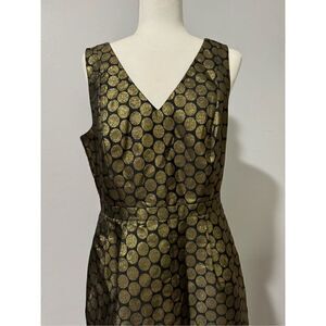 J. Crew MET black metallic Gold polka dots with pockets v neck 12